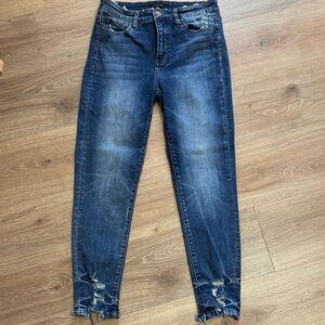 Flying Monkey Dark Blue Distressed Ankle Jeans